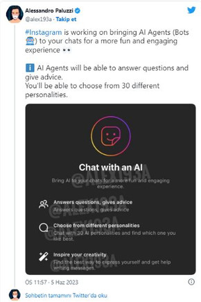 Instagram'da yapay zeka dönemi: Sohbet robotu geliyor resim: 0