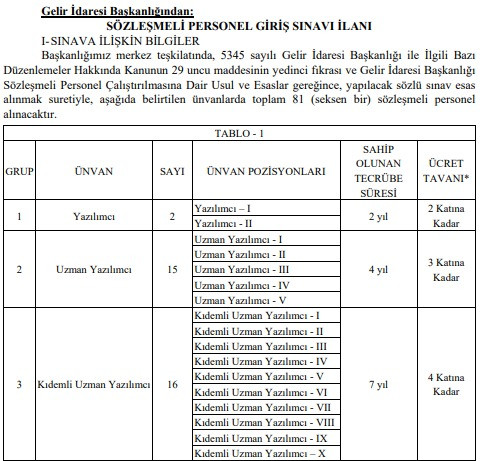 Gelir İdaresi Başkanlığı 81 Sözleşmeli Personel Alacak! İşte Kadro Dağılımı ve İlan Detayları... resim: 0