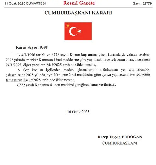 Kamu İşçilerinin 2025 İkramiye Ödeme Tarihleri Kesinleşti: Karar Resmi Gazete’de yayımlandı! resim: 0