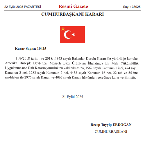 ABD Menşeli Bazı Ürünlere 2018'den Bu Yana Uygulanan Ek Mali Yükümlülük Kaldırıldı! resim: 0
