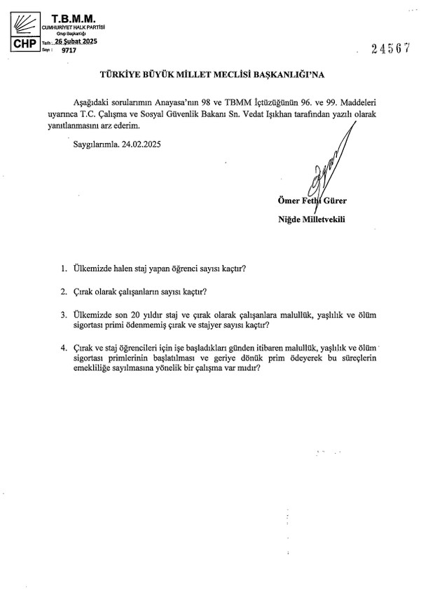 Staj ve Çıraklık Mağduriyeti TBMM Gündeminde: Erken Emeklilik Umudu Canlandı! resim: 0