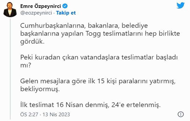 Togg T10X teslimatları ertelendi mi? resim: 0