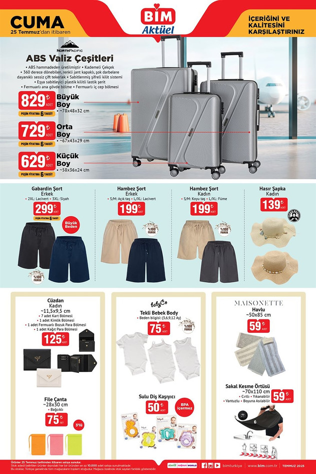 BİM 25 Temmuz Kataloğu: BİM’e Cuma Günü Valiz Seti, Akıllı TV ve Elektrikli Bisiklet Geliyor… resim: 0