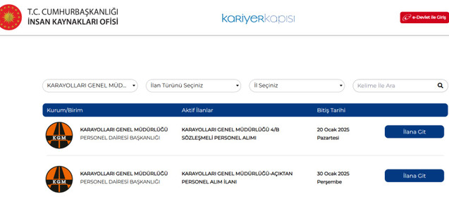 Karayolları Genel Müdürlüğü’ne Farklı Kadrolarda Personel Alımı Yapılacak! İşte İlan Detayları… resim: 0