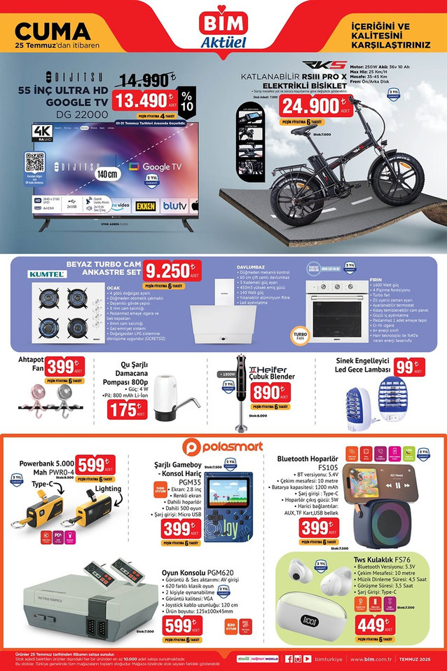 BİM 25 Temmuz Kataloğu: BİM’e Cuma Günü Valiz Seti, Akıllı TV ve Elektrikli Bisiklet Geliyor… resim: 5