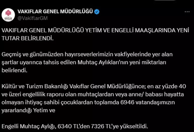 Yetim ve Engelli Aylıklarına Zam Müjdesi: Yeni Miktarlar Belli Oldu resim: 0