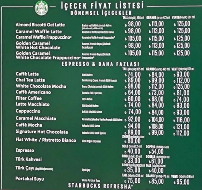 Starbucks'a zam mı geliyor? İşte iddia edilen fiyat listesi... resim: 0