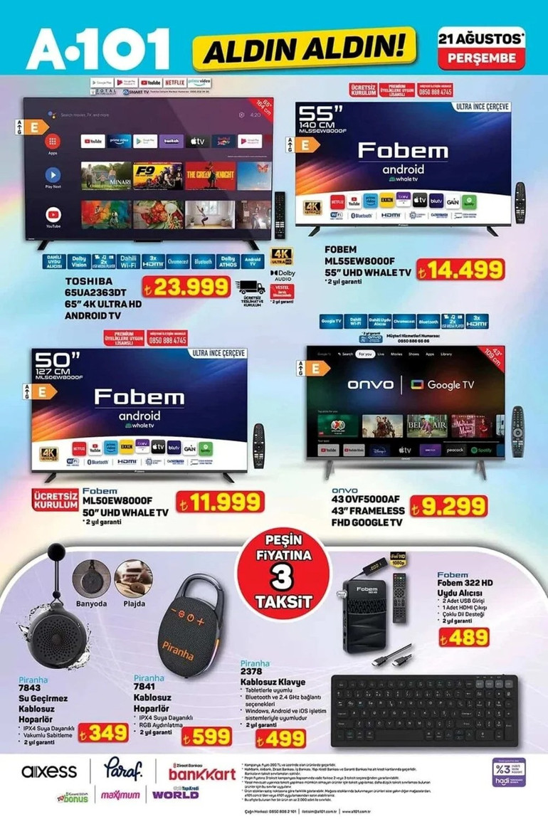 A101 Aldın Aldın 21 Ağustos Fırsat Kataloğu Yayında! İşte A101'in İndirimli Ürünler Listesi... resim: 0