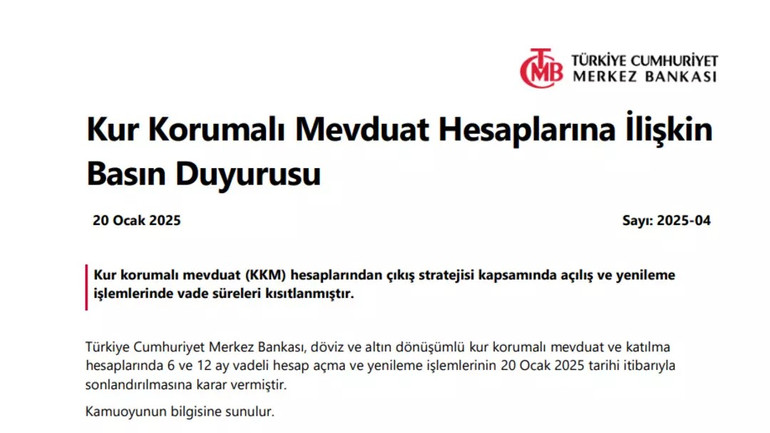 Merkez Bankası’ndan KKM Kararı: Vadeler Kısaltıldı ve Destek Sonlandırıldı resim: 0