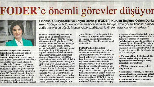 Özlem Denizmen Hürriyet’te FODER’i anlattı