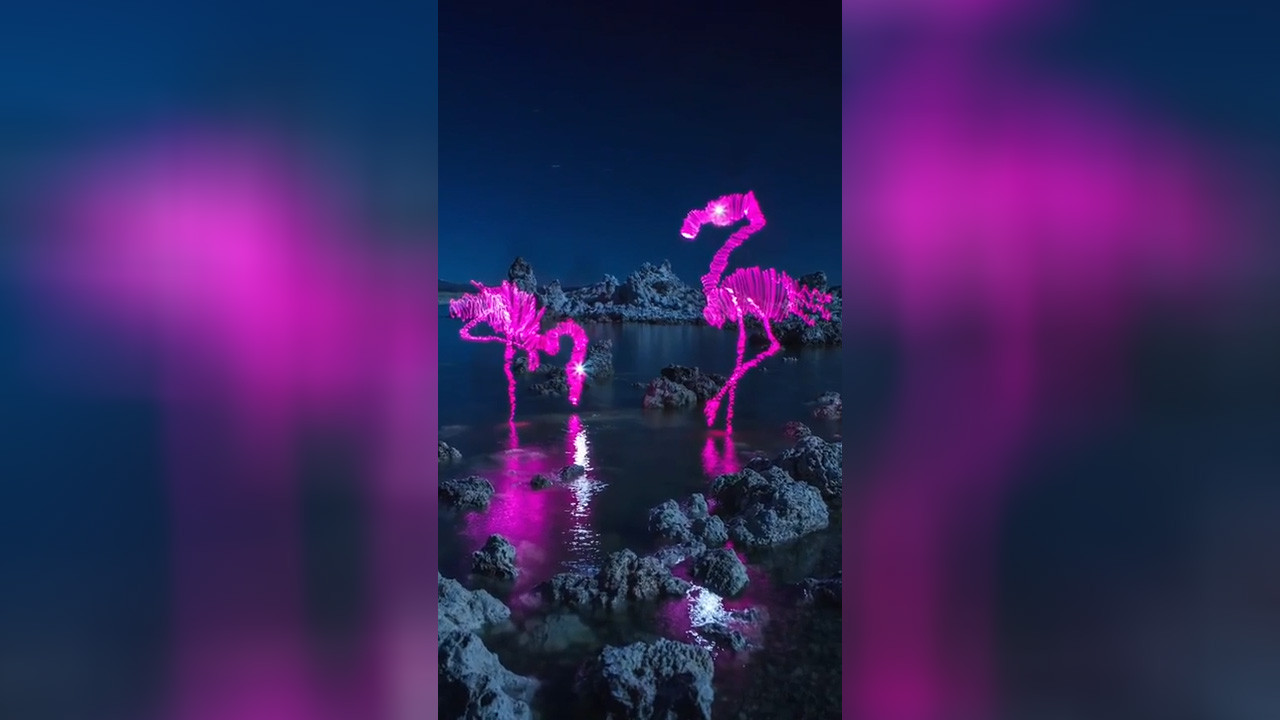 Işık tekniği ile hayvan fotoğrafları çeken adam