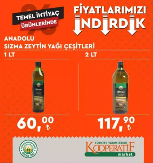 İşte Tarım Kredi Marketleri'ndeki yeni fiyatlar