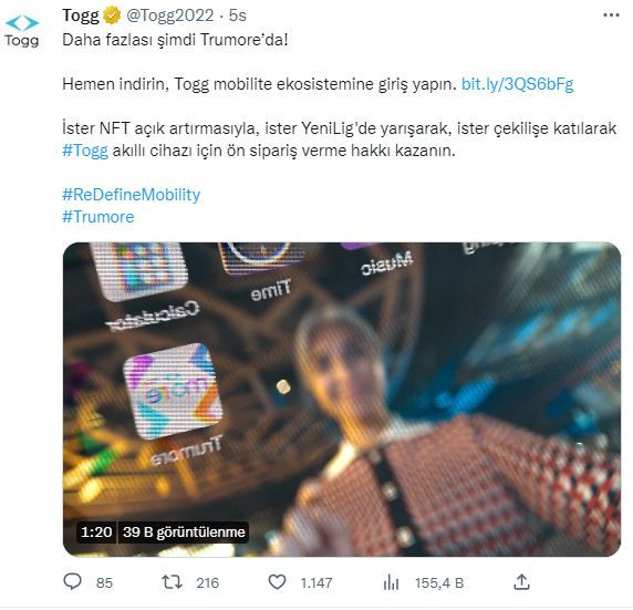 Togg için tek tuşla ön sipariş! Yoğun ilgi uygulamayı kilitledi