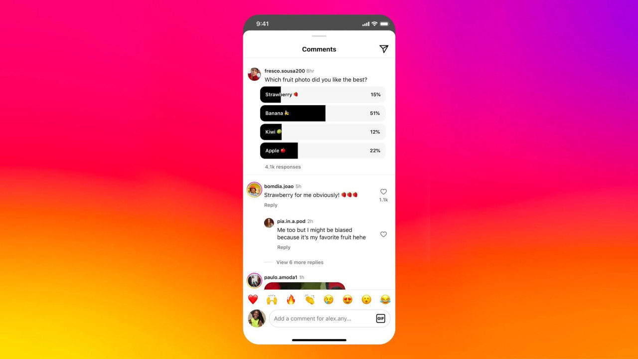 Instagram, yorumlara GIF'ten sonra Anket özelliği getiriyor