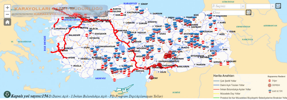 KAPANAN YOLLAR VE ALTERNATİF GÜZERGÂHLAR