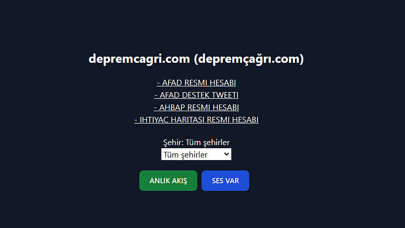 Depremzedeler İçin Hayati Önem Taşıyan İnternet Siteleri/DEPREM ÇAĞRI