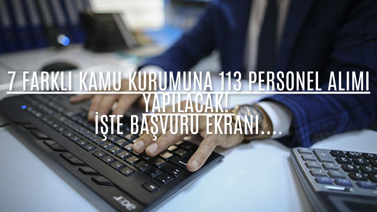 7 Farklı Kamu Kurumuna 113 Personel alımı yapılacak! İşte Başvuru Ekranı….