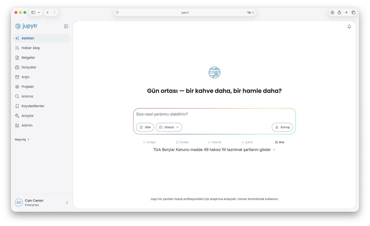 Türkiye'den Bir Hukuk Yapay Zekâsı: Jupytr, Global Devlerle Boy Ölçüşüyor